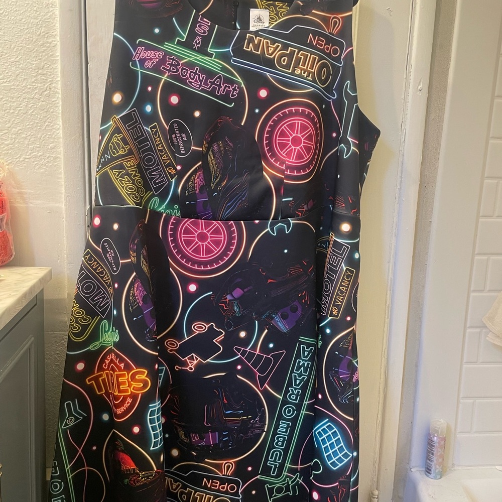 Disney CARS Neon Graphic Print Dress